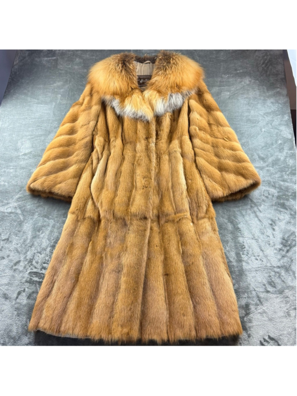 Vintage 70s Mink Fur Coat Women M Hurtig Fox Fur Collar Old Money Hollywood Glam - Picture 10 of 17